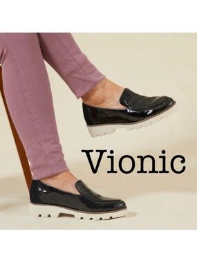 Vionic Kensley Black Patent Leather Slip-On Loafer Size 8.5